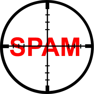 SPAM, text with a bullseye overtop