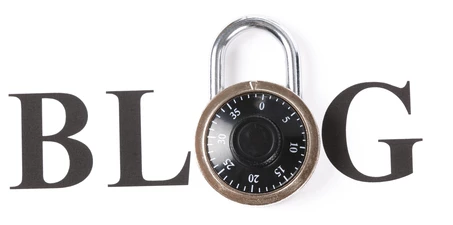 blog in text with the lock used to form the O, image