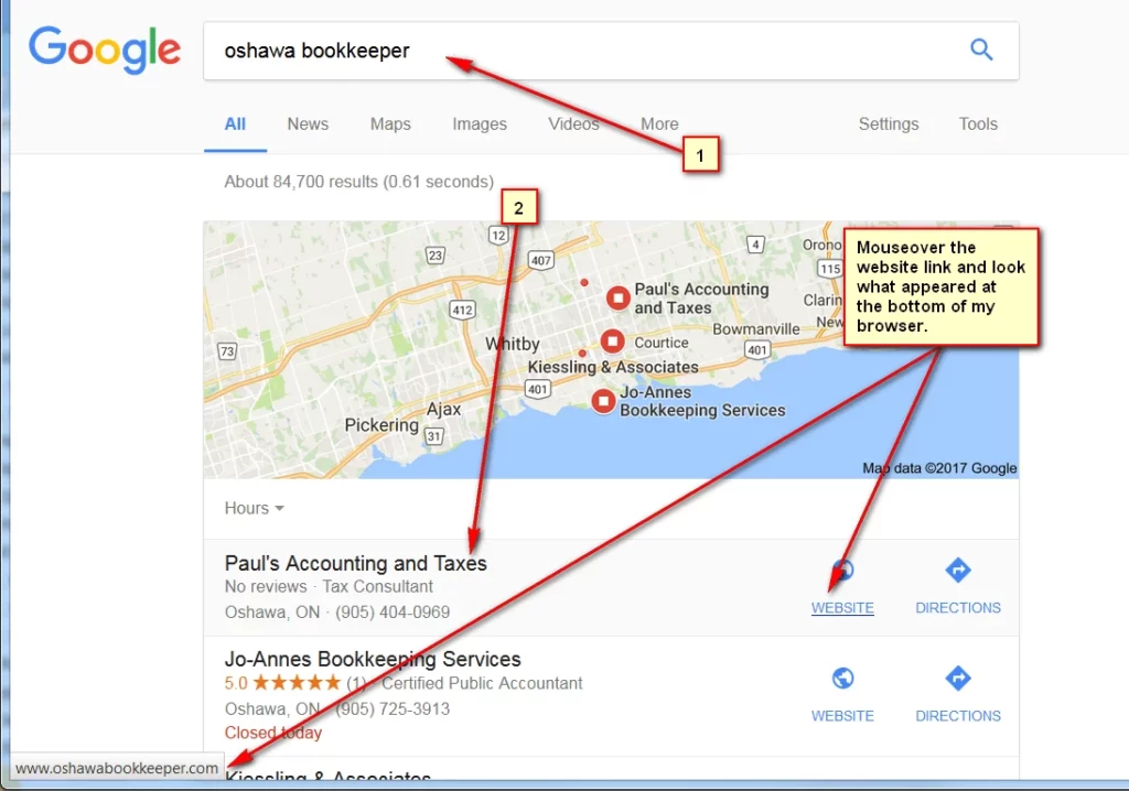 screen print of a Google search