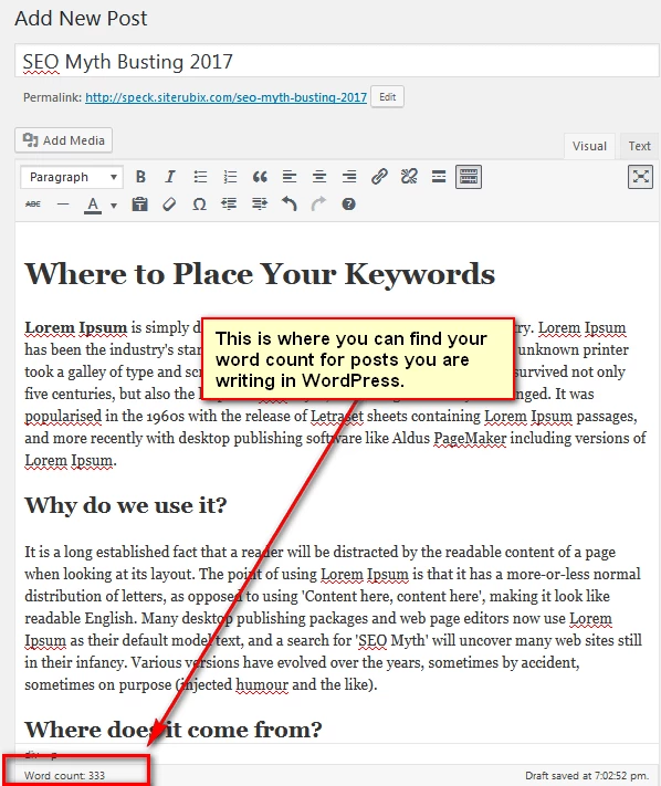 5th screen print of edit window of WordPress post
