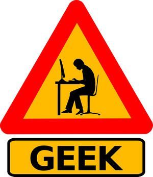 a caution symbol with GEEK written below