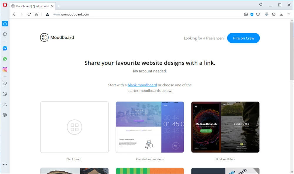 screen print of GoMoodBoard website
