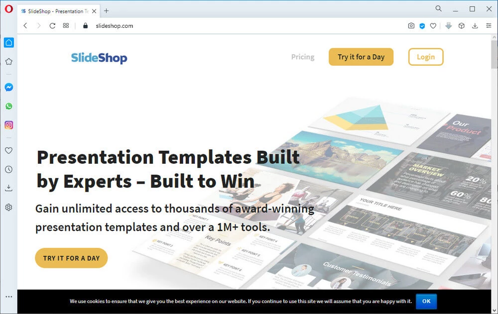 screen print of the SlideShop.com website